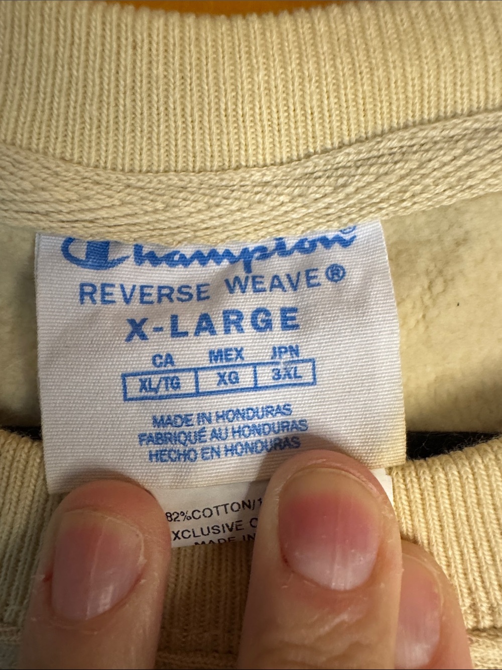 Champion Reverse Weave Cut Off Sleeves Cream Crewneck Sweatshirt - Picture 2 of 11